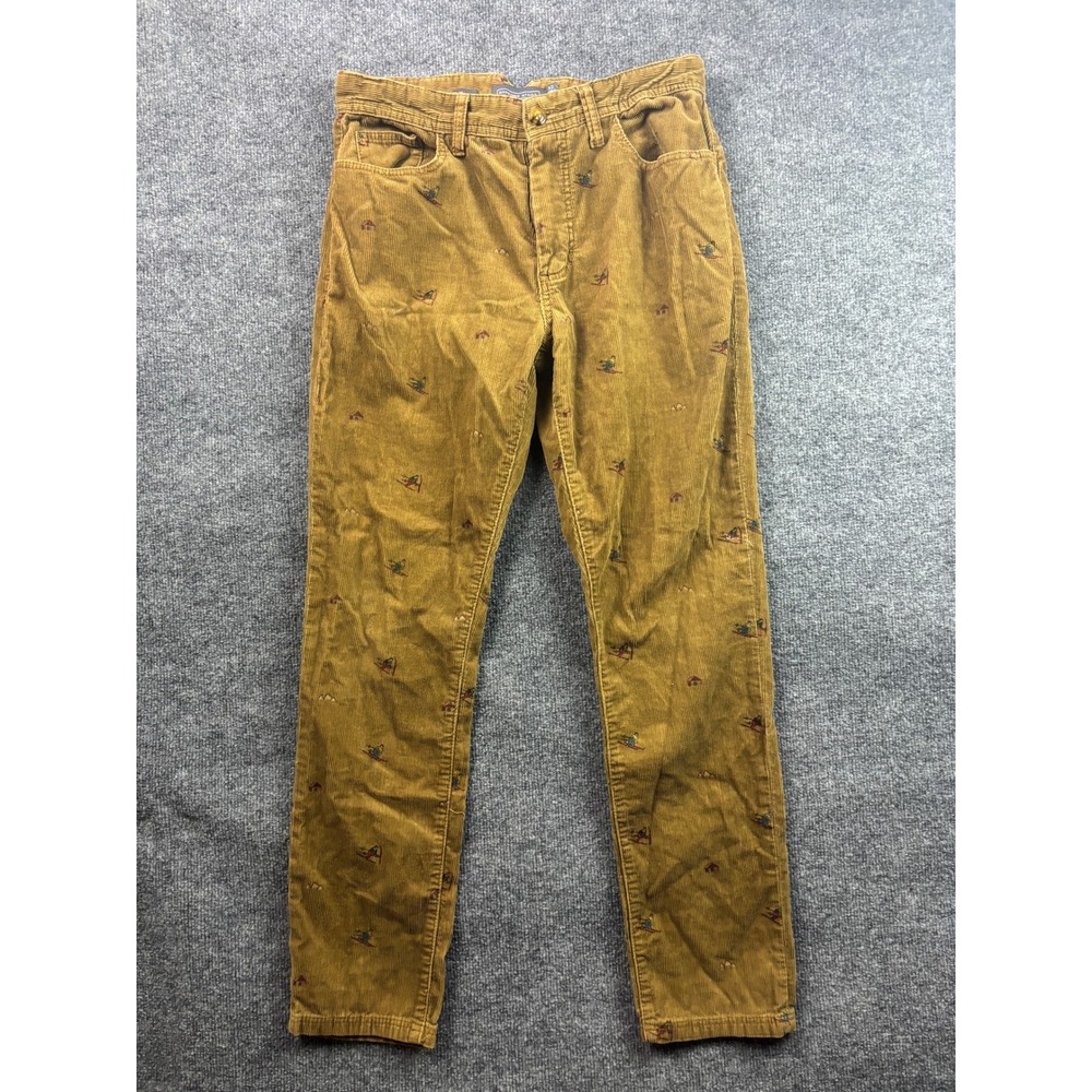 Hawkings McGill Corduroy Pants Mens 32 Brown Embroidered Skier Slim Fit
